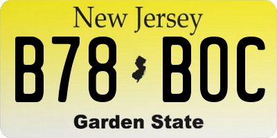 NJ license plate B78BOC