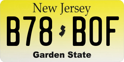 NJ license plate B78BOF