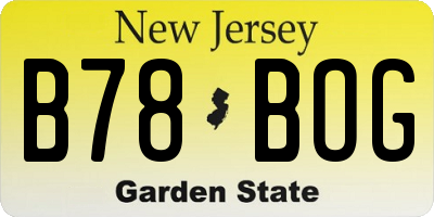 NJ license plate B78BOG