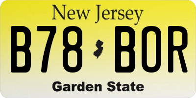 NJ license plate B78BOR