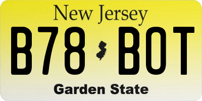 NJ license plate B78BOT