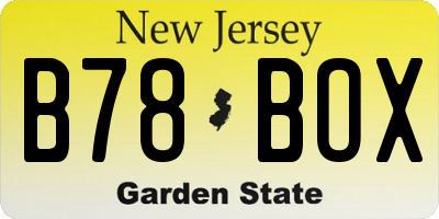 NJ license plate B78BOX