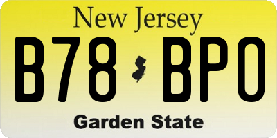NJ license plate B78BPO