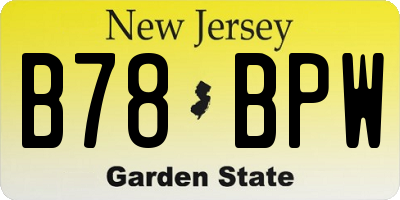 NJ license plate B78BPW