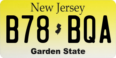 NJ license plate B78BQA