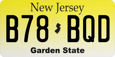 NJ license plate B78BQD