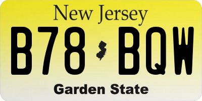 NJ license plate B78BQW