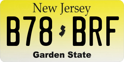 NJ license plate B78BRF