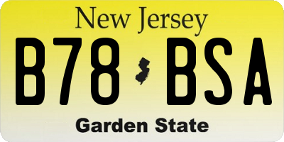NJ license plate B78BSA
