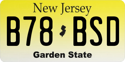 NJ license plate B78BSD