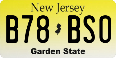 NJ license plate B78BSO