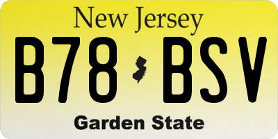 NJ license plate B78BSV