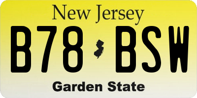 NJ license plate B78BSW