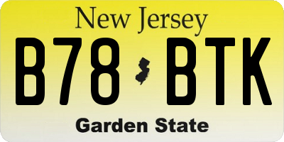 NJ license plate B78BTK