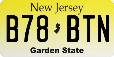 NJ license plate B78BTN