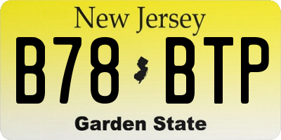 NJ license plate B78BTP