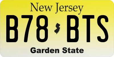 NJ license plate B78BTS