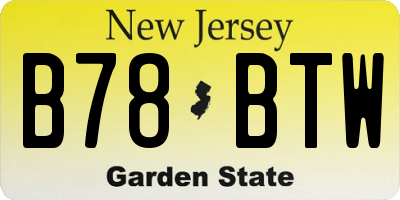 NJ license plate B78BTW