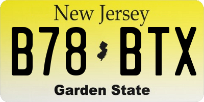 NJ license plate B78BTX