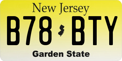 NJ license plate B78BTY