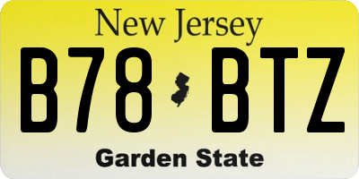 NJ license plate B78BTZ