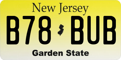 NJ license plate B78BUB