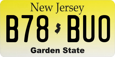 NJ license plate B78BUO