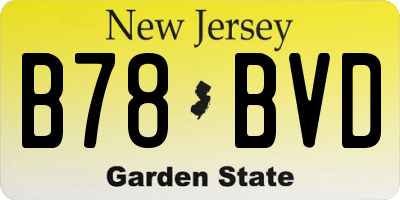NJ license plate B78BVD