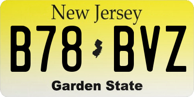 NJ license plate B78BVZ