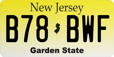 NJ license plate B78BWF