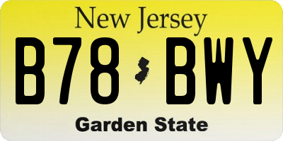 NJ license plate B78BWY