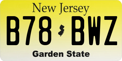 NJ license plate B78BWZ