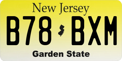 NJ license plate B78BXM