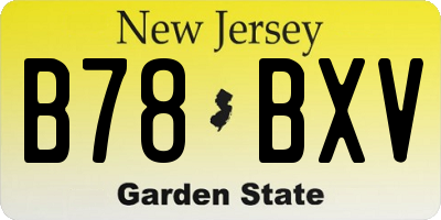 NJ license plate B78BXV