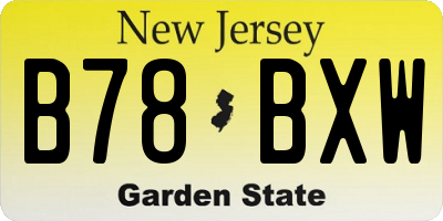 NJ license plate B78BXW