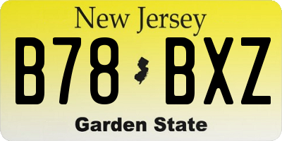 NJ license plate B78BXZ
