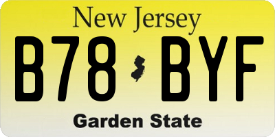 NJ license plate B78BYF