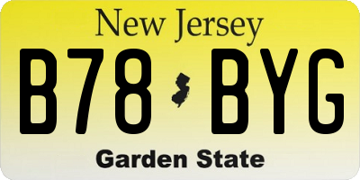 NJ license plate B78BYG