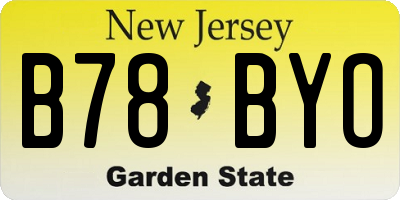 NJ license plate B78BYO