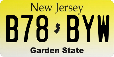 NJ license plate B78BYW