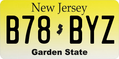 NJ license plate B78BYZ