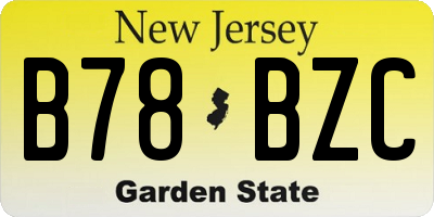 NJ license plate B78BZC