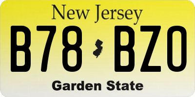 NJ license plate B78BZO