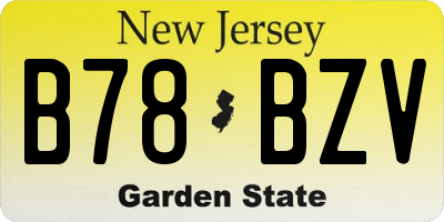 NJ license plate B78BZV