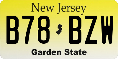 NJ license plate B78BZW