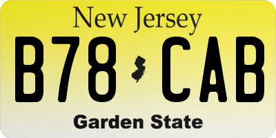 NJ license plate B78CAB