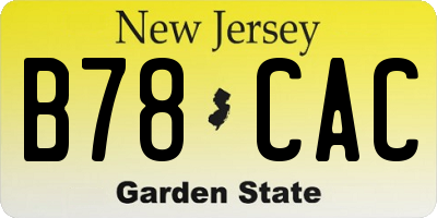 NJ license plate B78CAC