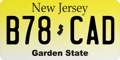 NJ license plate B78CAD