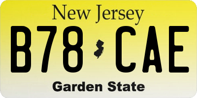 NJ license plate B78CAE