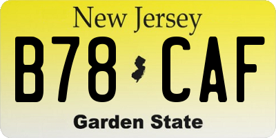 NJ license plate B78CAF